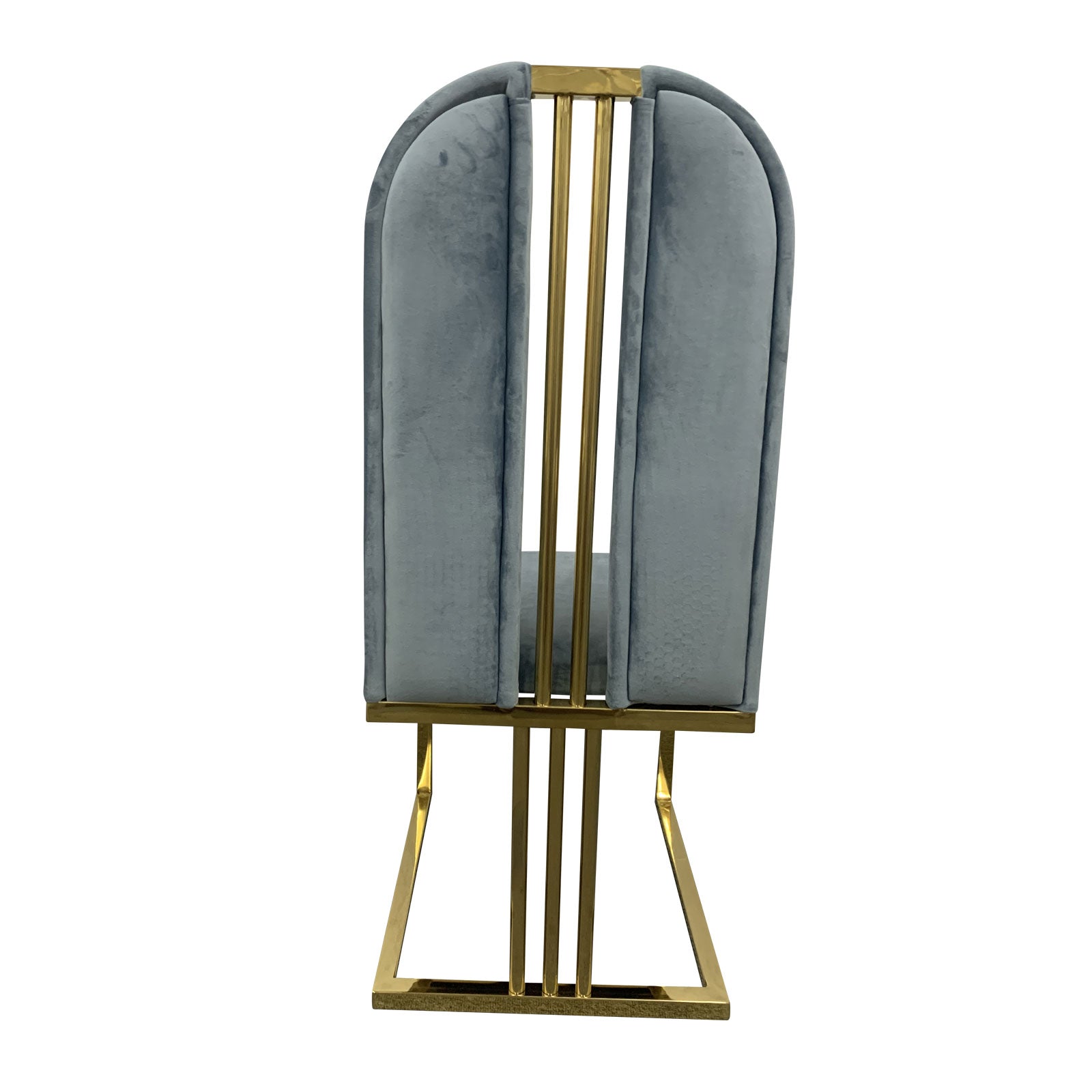 Modern Gold Frame Blue Fabric Dining Chairs Set of 2