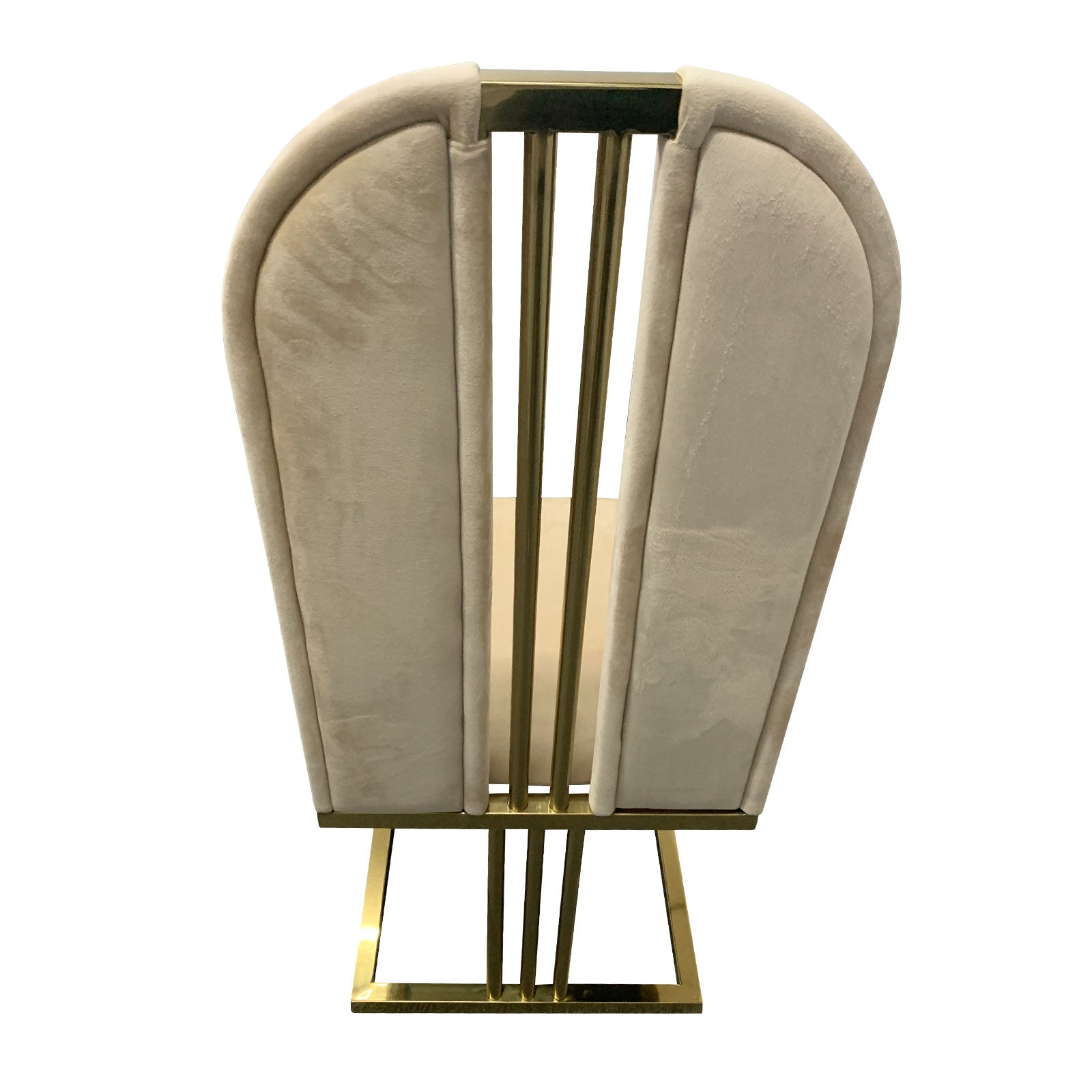 Modern Beige Fabric Dining Chairs, Gold Steel Frame, Set of 2