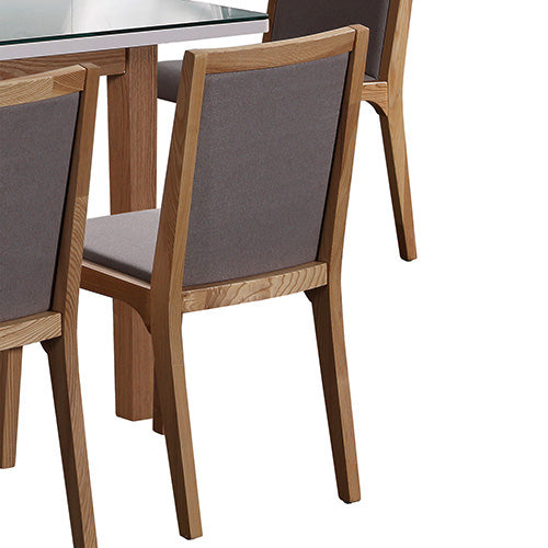 Comfortable Gray Leatherette Dining Chairs, Sturdy Wooden Frame, Set of 2