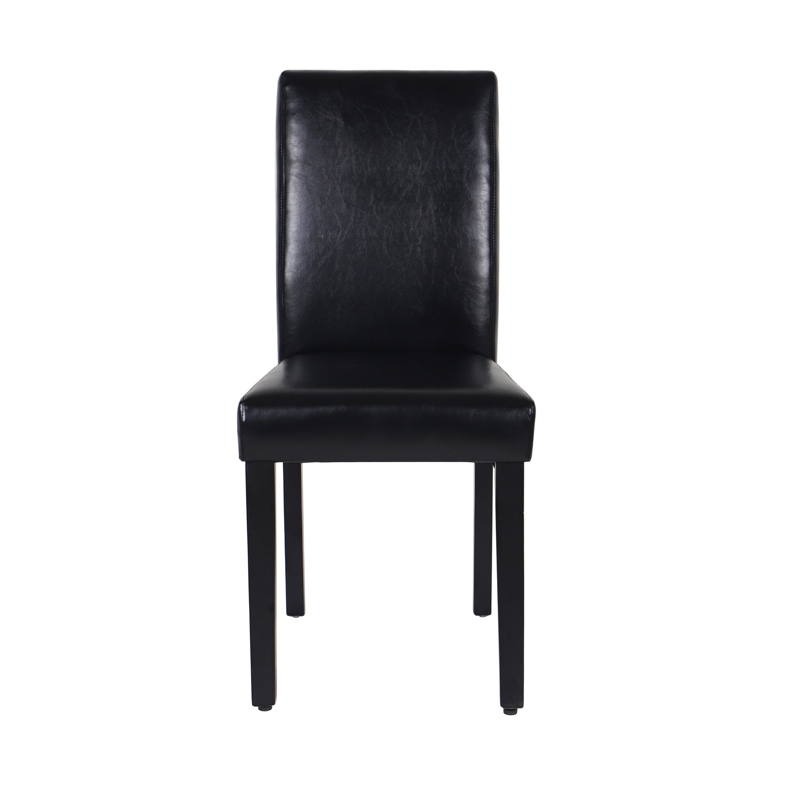 2x Black Leatherette Dining Chairs, Mid-Back, Pine Legs