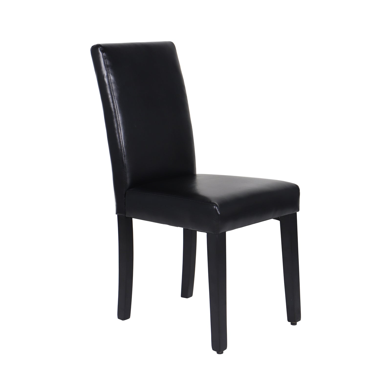 2x Black Leatherette Dining Chairs, Mid-Back, Pine Legs