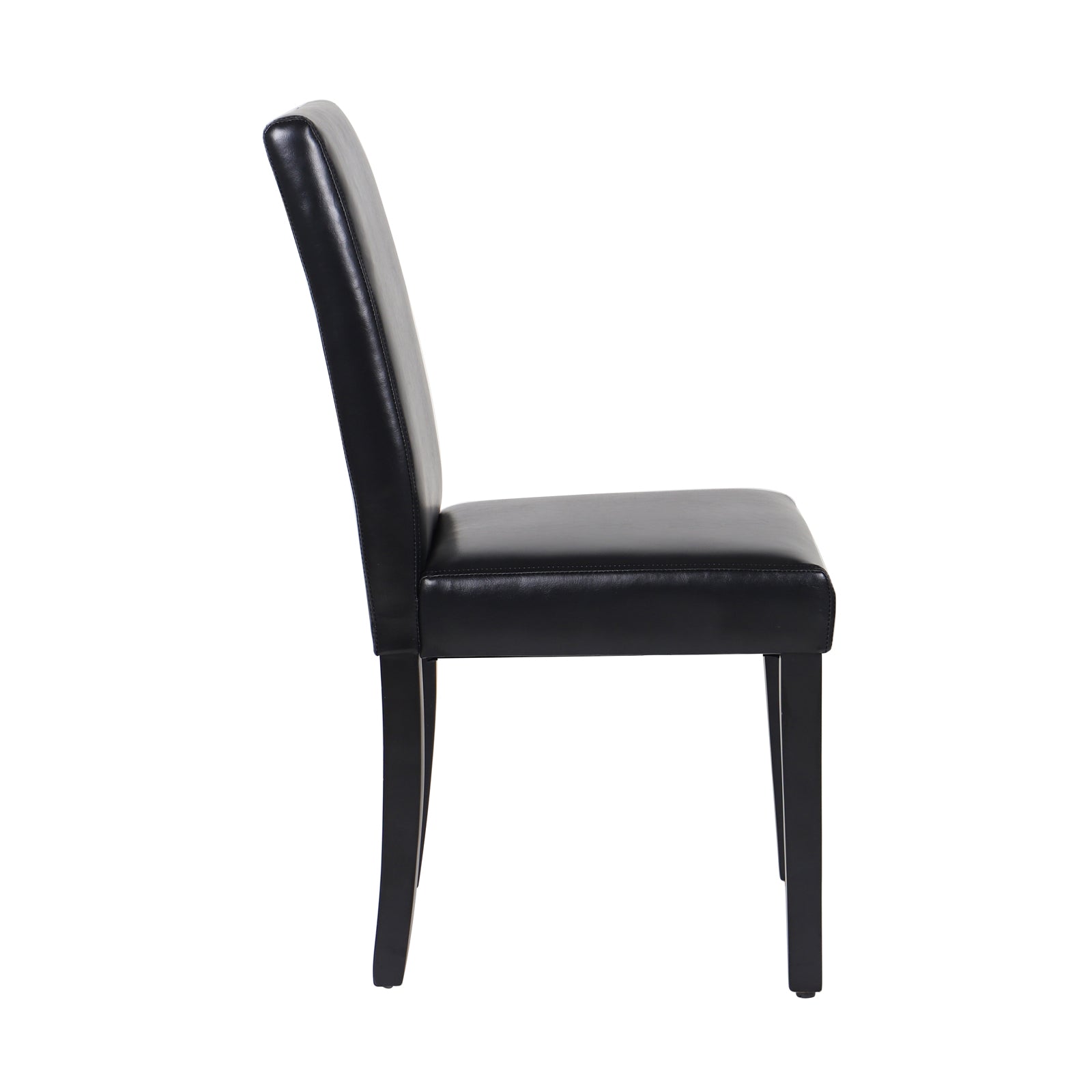 2x Black Leatherette Dining Chairs, Mid-Back, Pine Legs