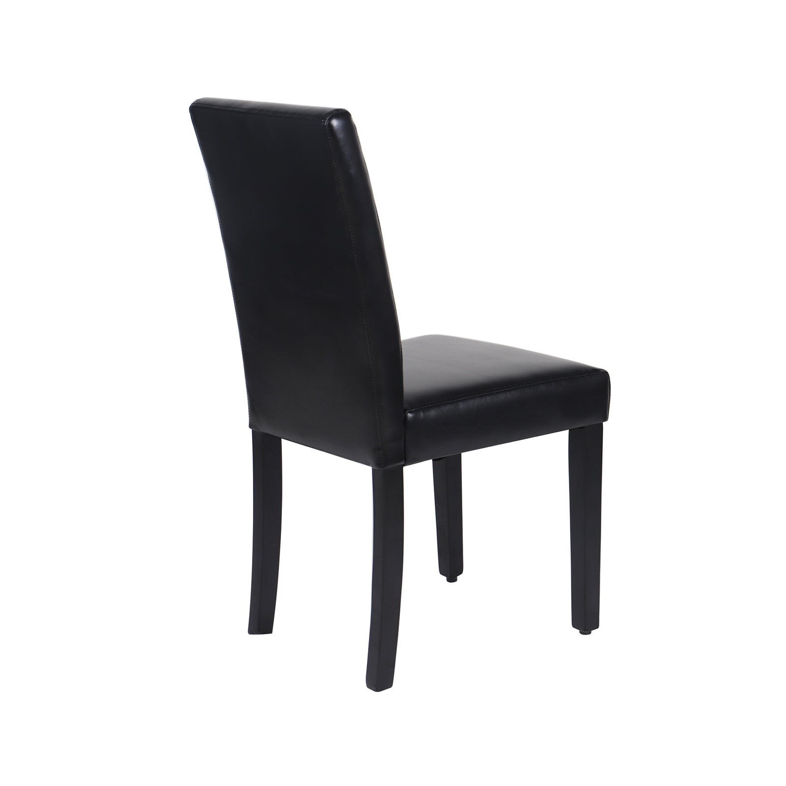 2x Black Leatherette Dining Chairs, Mid-Back, Pine Legs