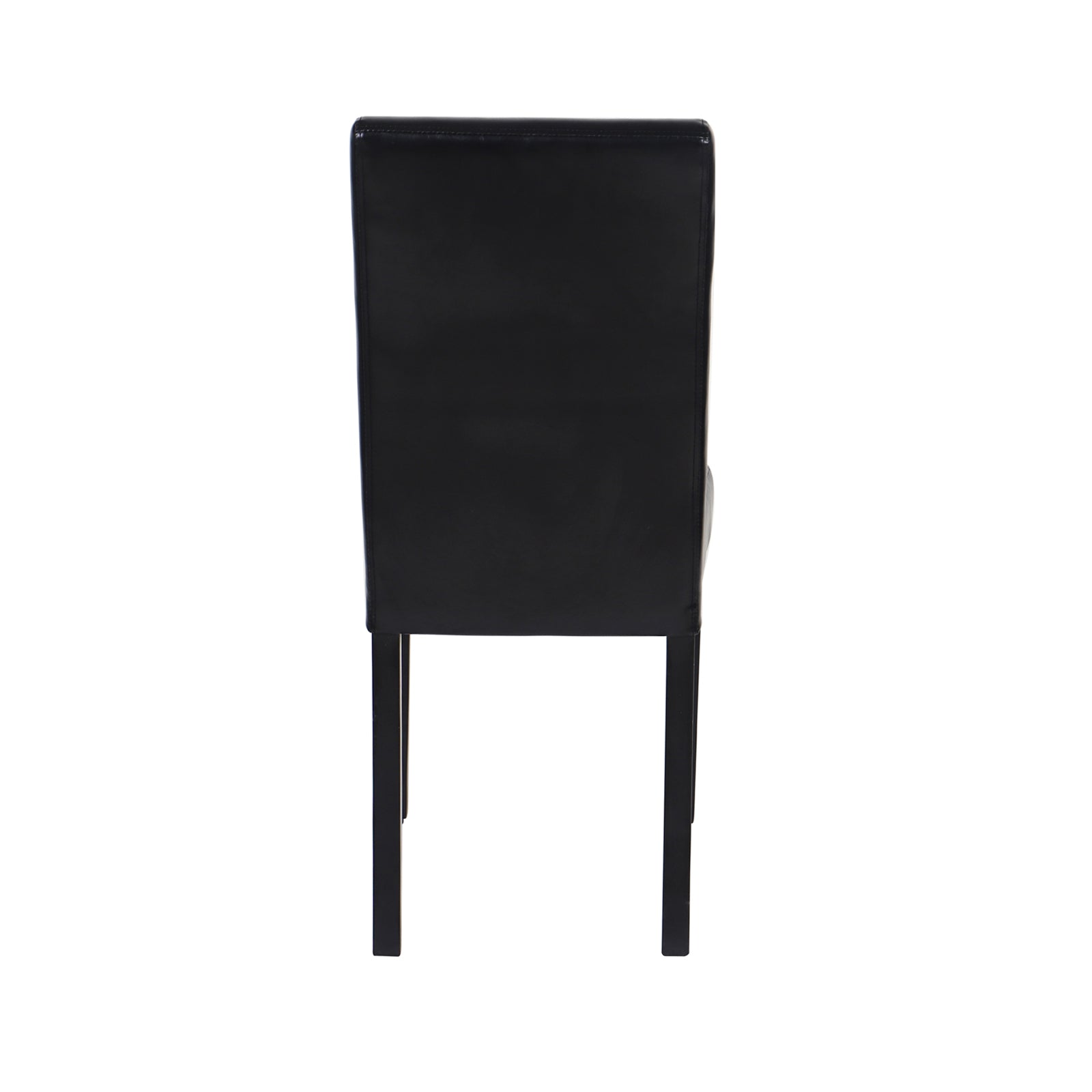 2x Black Leatherette Dining Chairs, Mid-Back, Pine Legs