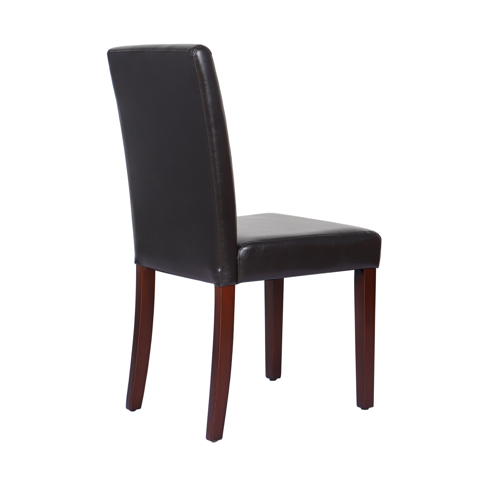 2x Brown Leatherette Dining Chairs with Mid-Back & Pine Legs