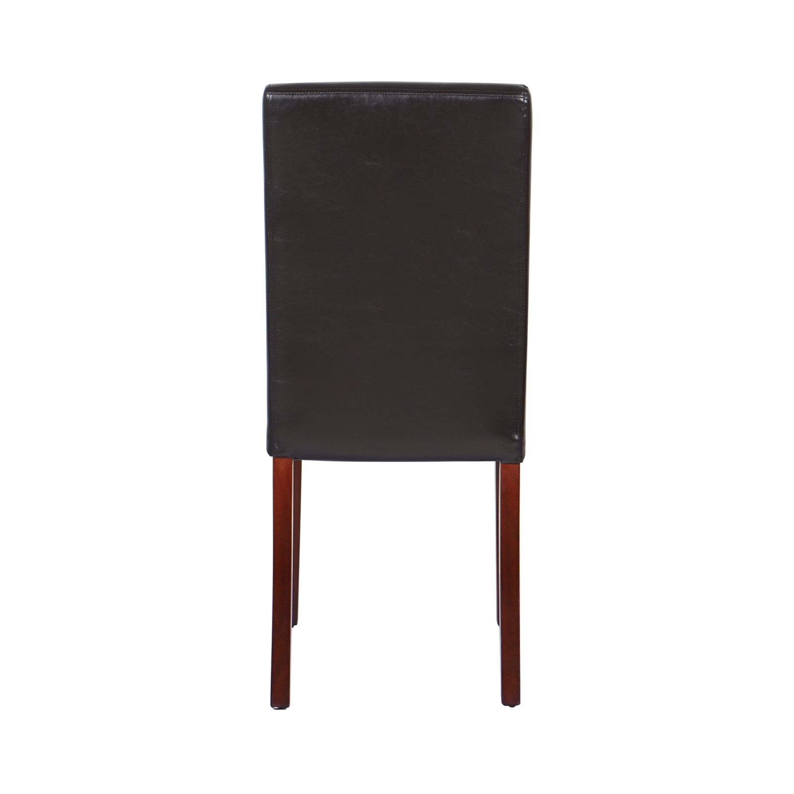 2x Brown Leatherette Dining Chairs with Mid-Back & Pine Legs