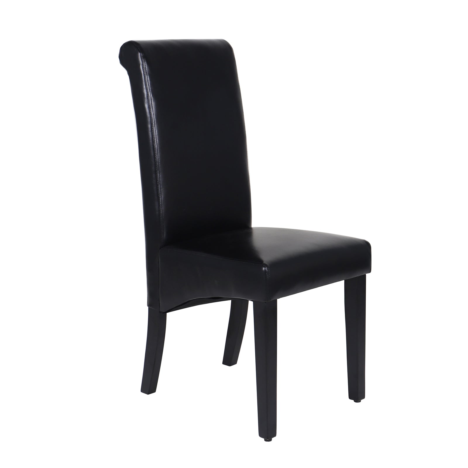 Black Leatherette Dining Chairs, Solid Pine Legs, Set of 2