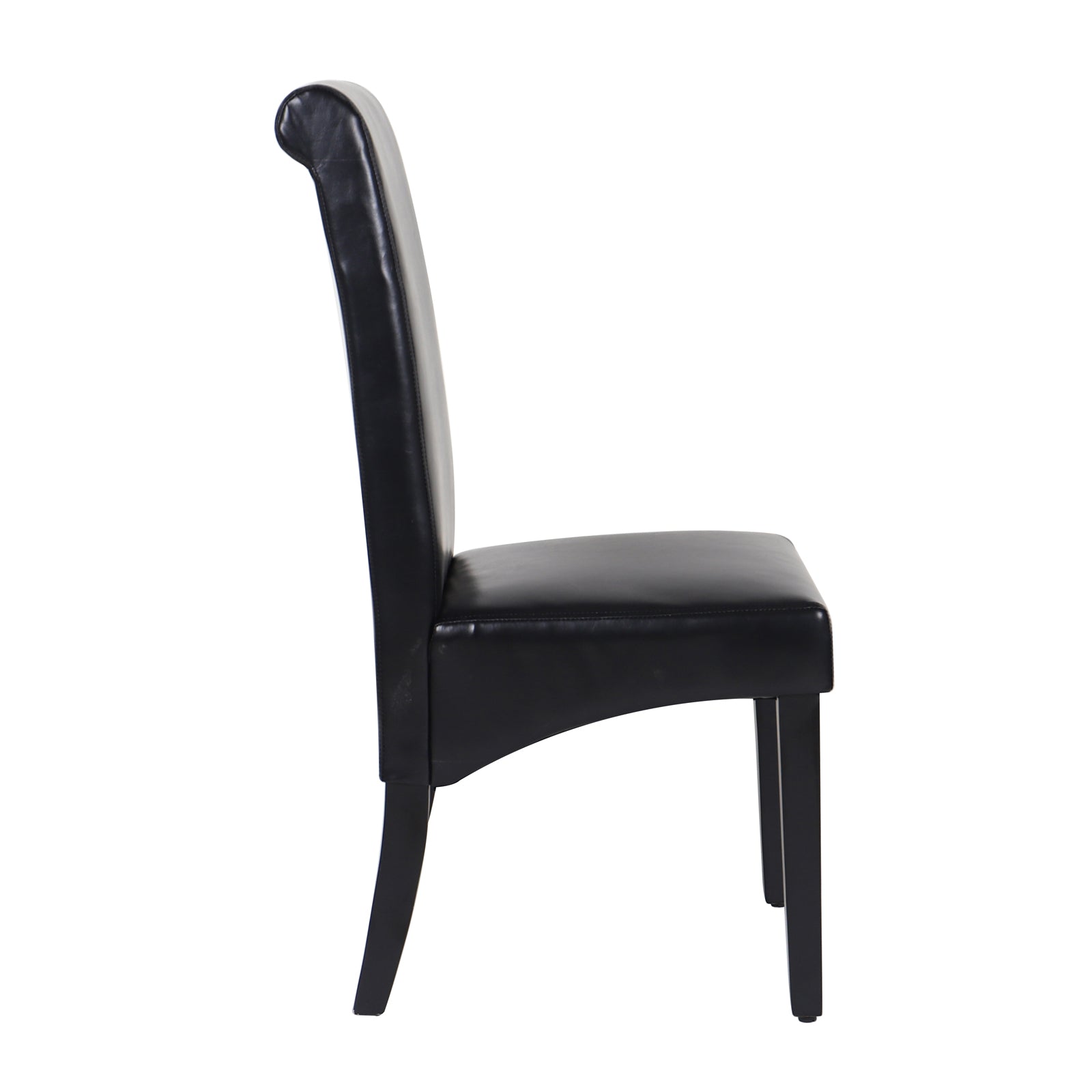 Black Leatherette Dining Chairs, Solid Pine Legs, Set of 2