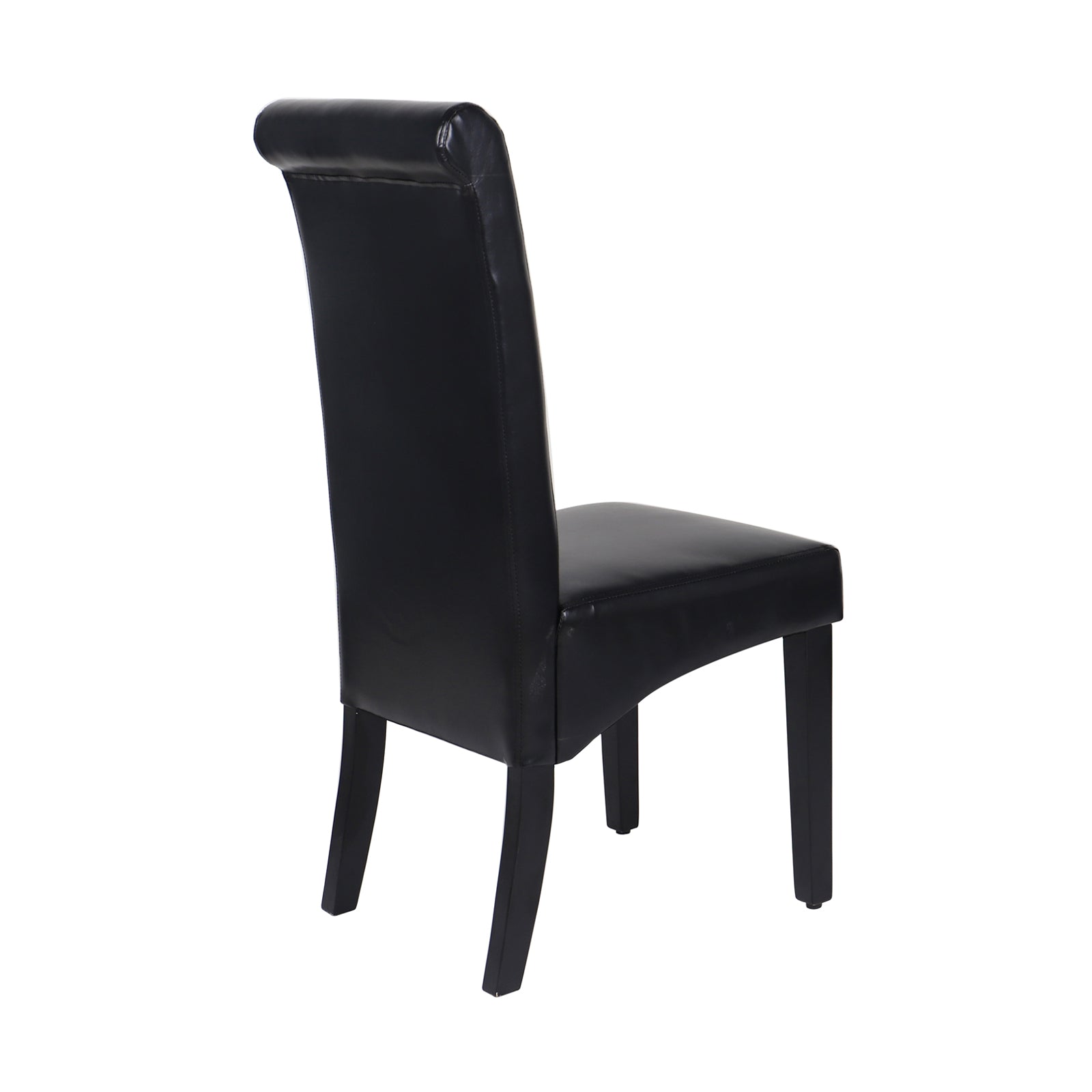 Black Leatherette Dining Chairs, Solid Pine Legs, Set of 2