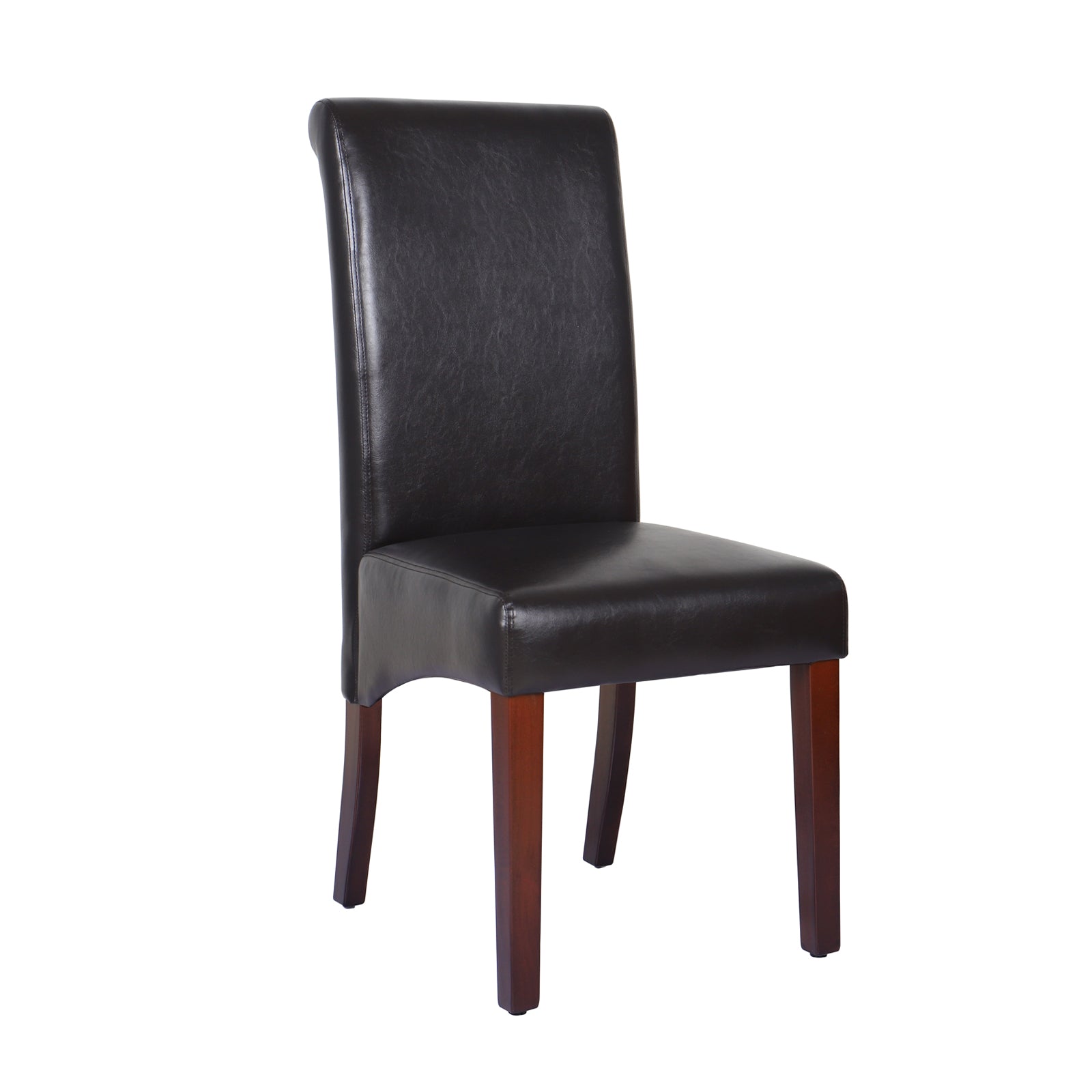 Brown Leatherette Dining Chairs with Pine Legs - Set of 2