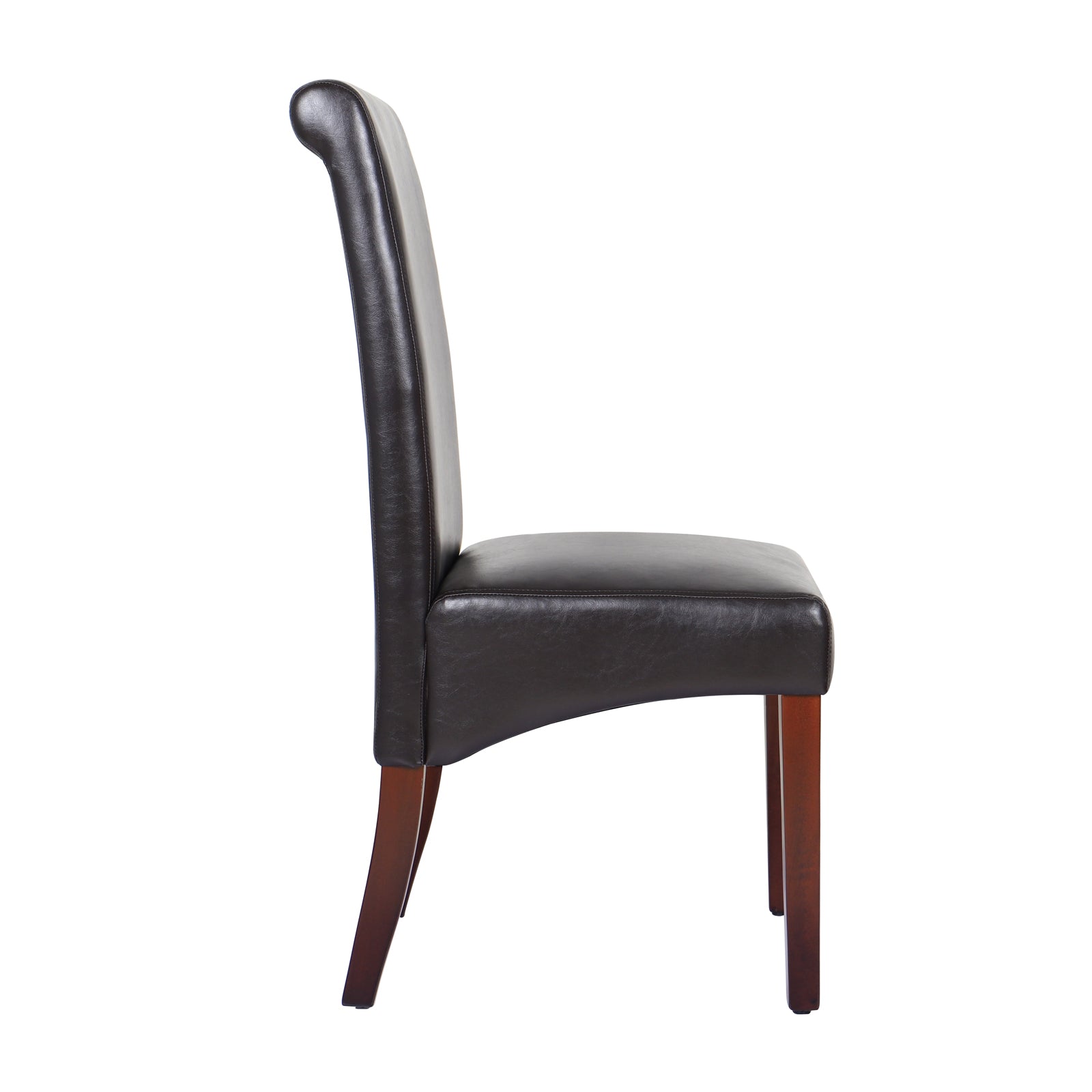 Brown Leatherette Dining Chairs with Pine Legs - Set of 2