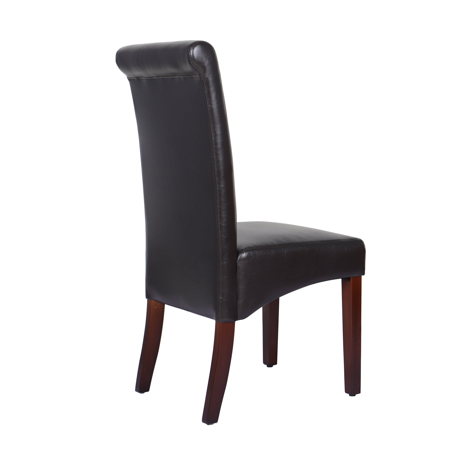 Brown Leatherette Dining Chairs with Pine Legs - Set of 2