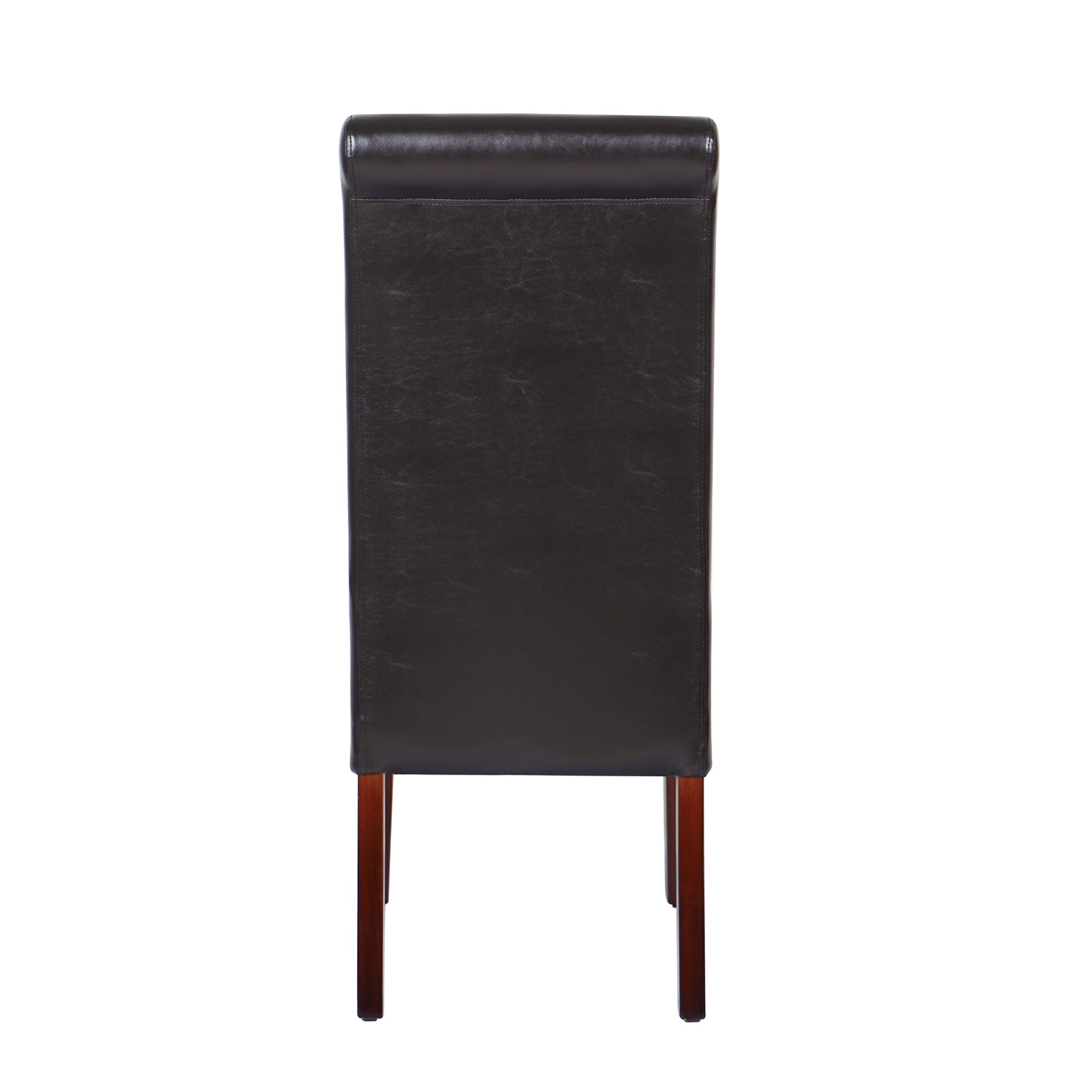 Brown Leatherette Dining Chairs with Pine Legs - Set of 2