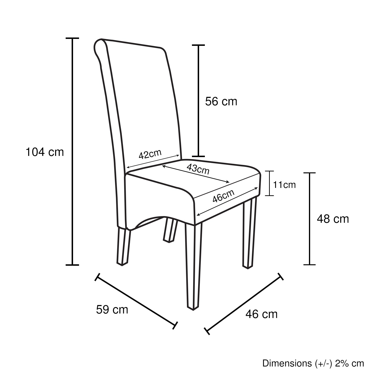 Brown Leatherette Dining Chairs with Pine Legs - Set of 2