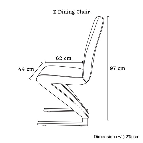 Premium Z Shape Red Leatherette Dining Chairs - Set of 2