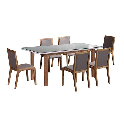 Glossy 7 Pieces Dining Suite, White Table & 6 Chairs