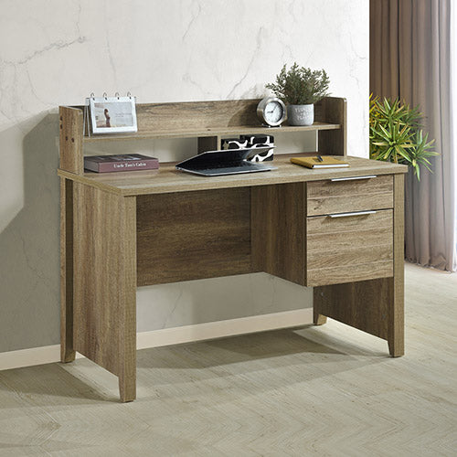 Strong Natural MDF Study Desk with Drawers and Shelves