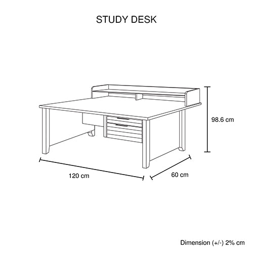 Strong Natural MDF Study Desk with Drawers and Shelves