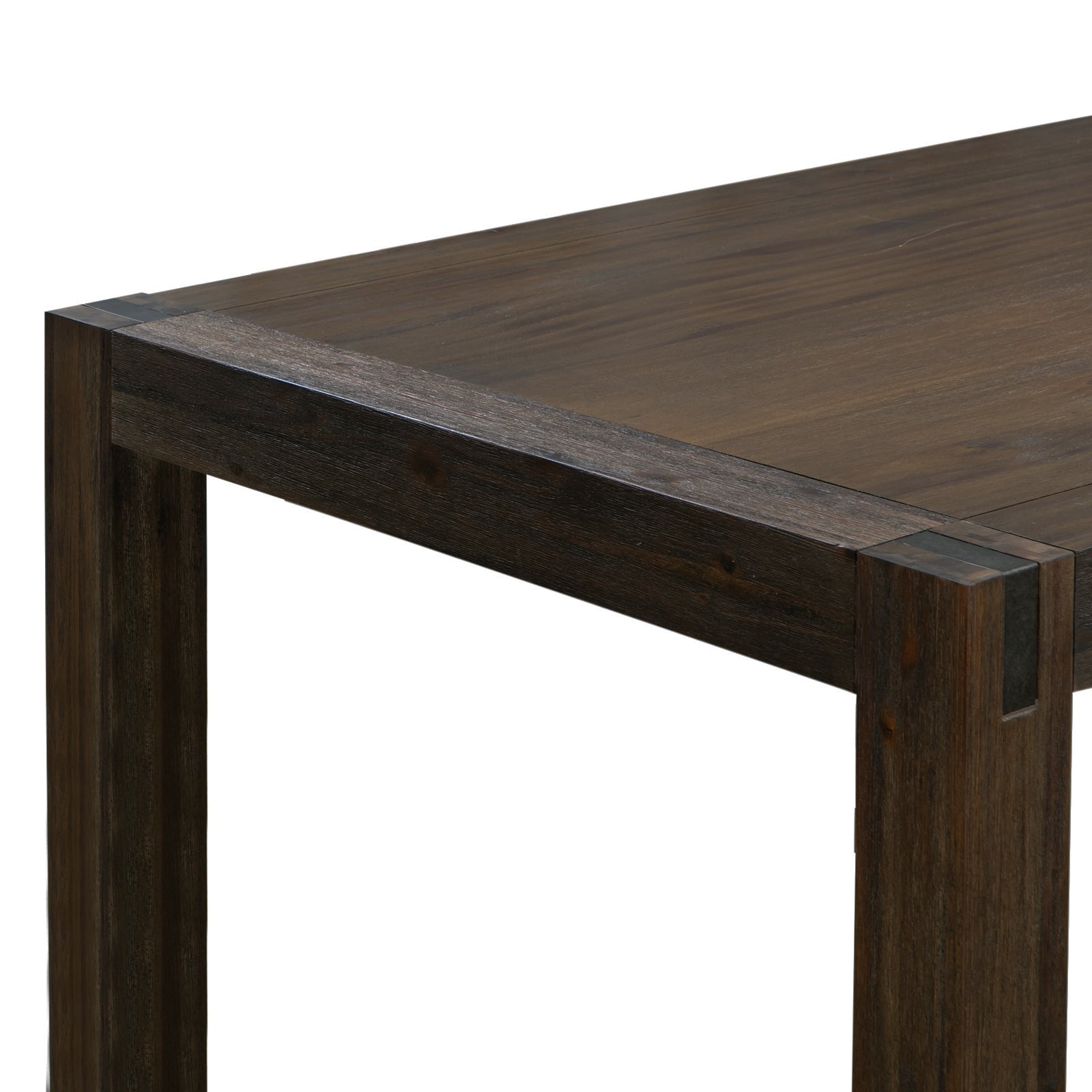 210cm Large Solid Acacia Wood Dining Table with Metal Finish