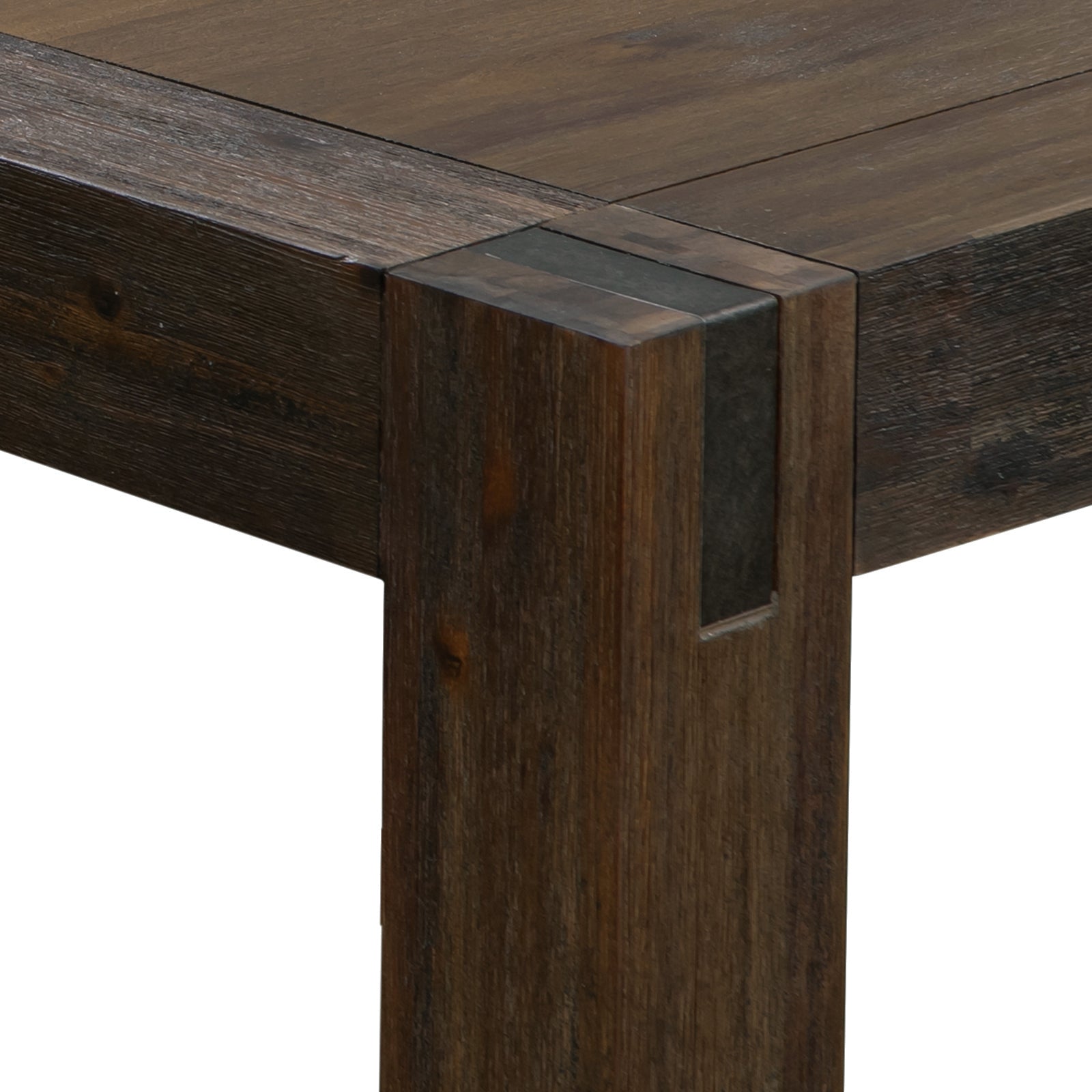 210cm Large Solid Acacia Wood Dining Table with Metal Finish