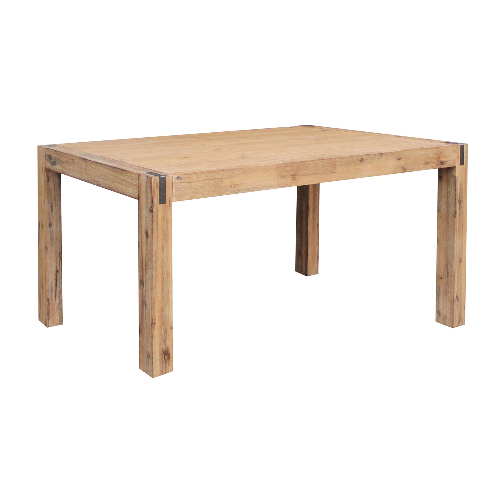 Solid Acacia Timber Dining Table, Metal Finish - 180cm