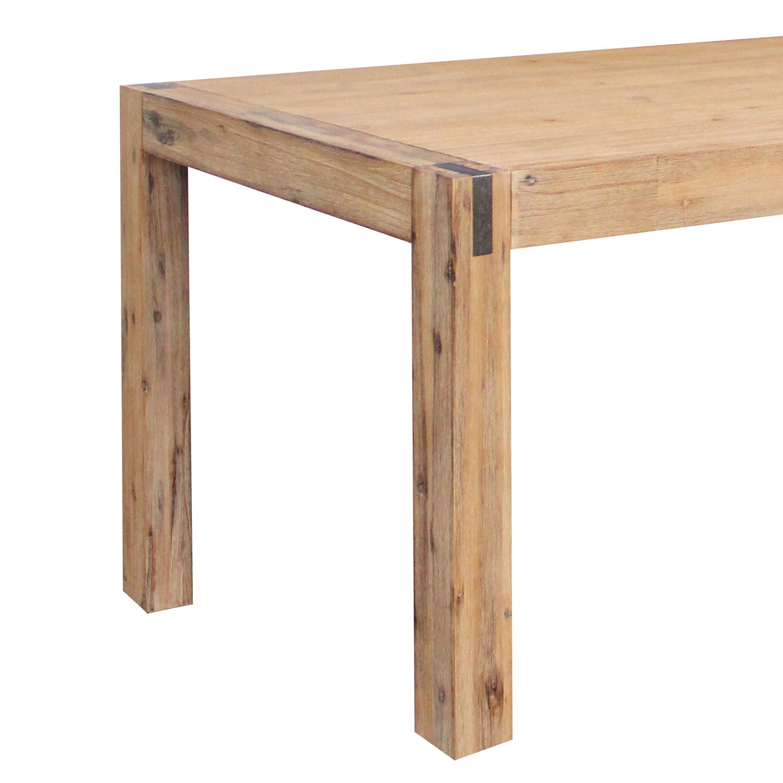 Solid Acacia Timber Dining Table, Metal Finish - 180cm