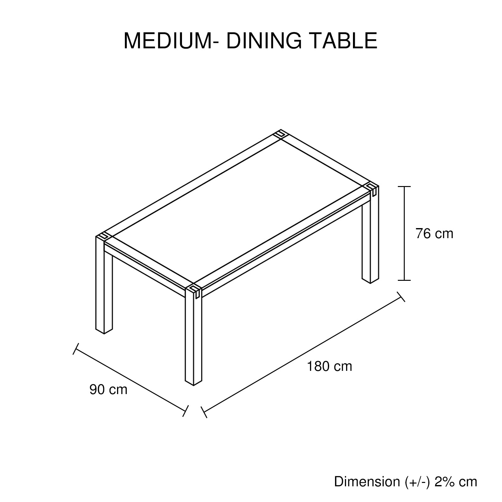 Solid Acacia Timber Dining Table, Metal Finish - 180cm