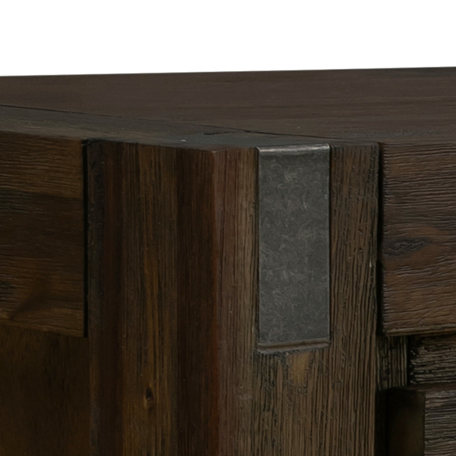 Rustic Solid Acacia Hall Table 2 Drawers with Metal Finish