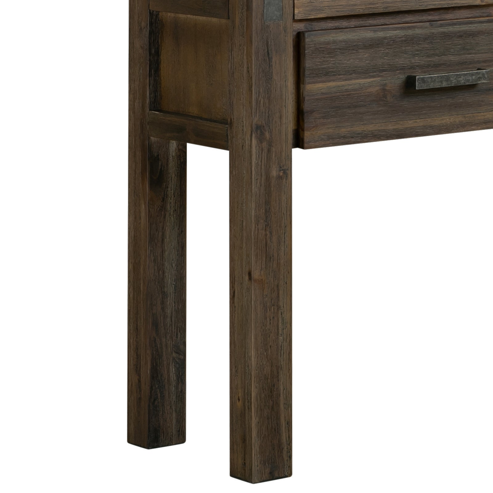 Rustic Solid Acacia Hall Table 2 Drawers with Metal Finish