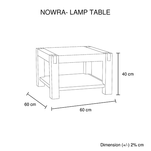 Minimal Oak Lamp Table with Metal Finish - Solid Acacia