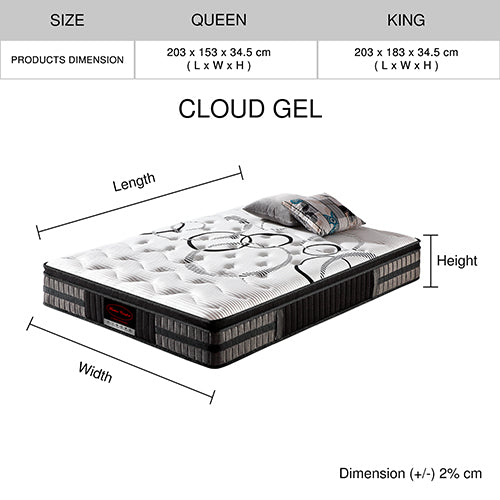 Gel Memory Foam King Mattress, Pocket Coil, Medium Firm, 34cm