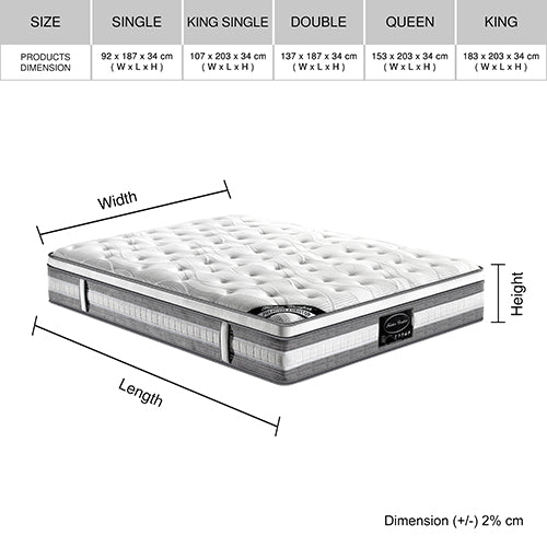 Medium Firm Knitted Fabric Euro Top King Single Mattress