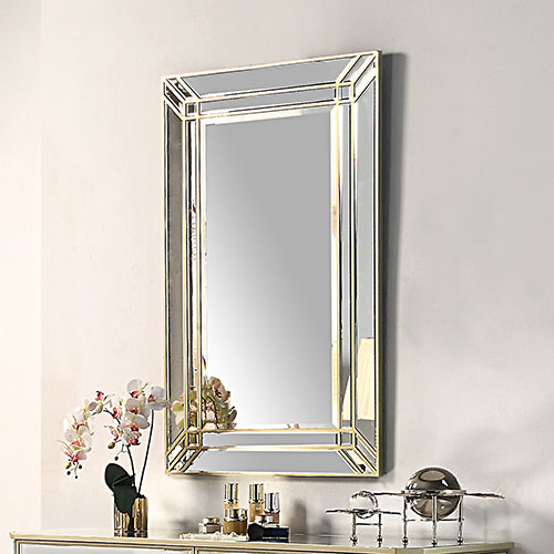 Premium Rectangular Wall Mirror, MDF, Silver Colour