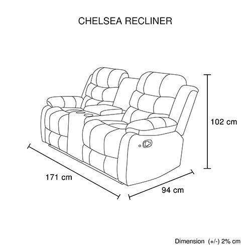 Ultra-Cushioned Leatherette Recliner with LED Light, Chelsea