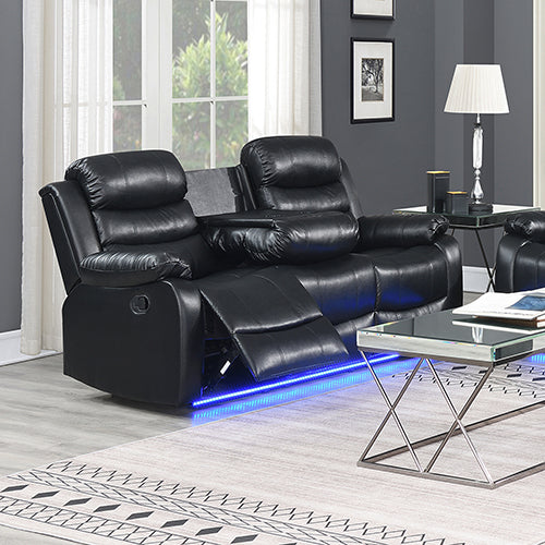 Ultra-Cushioned Leatherette Recliner with LED & Pillow-Top Armrests