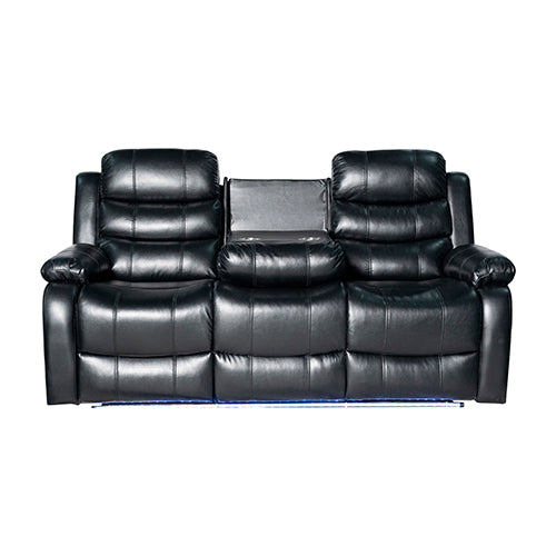 Ultra-Cushioned Leatherette Recliner with LED & Pillow-Top Armrests