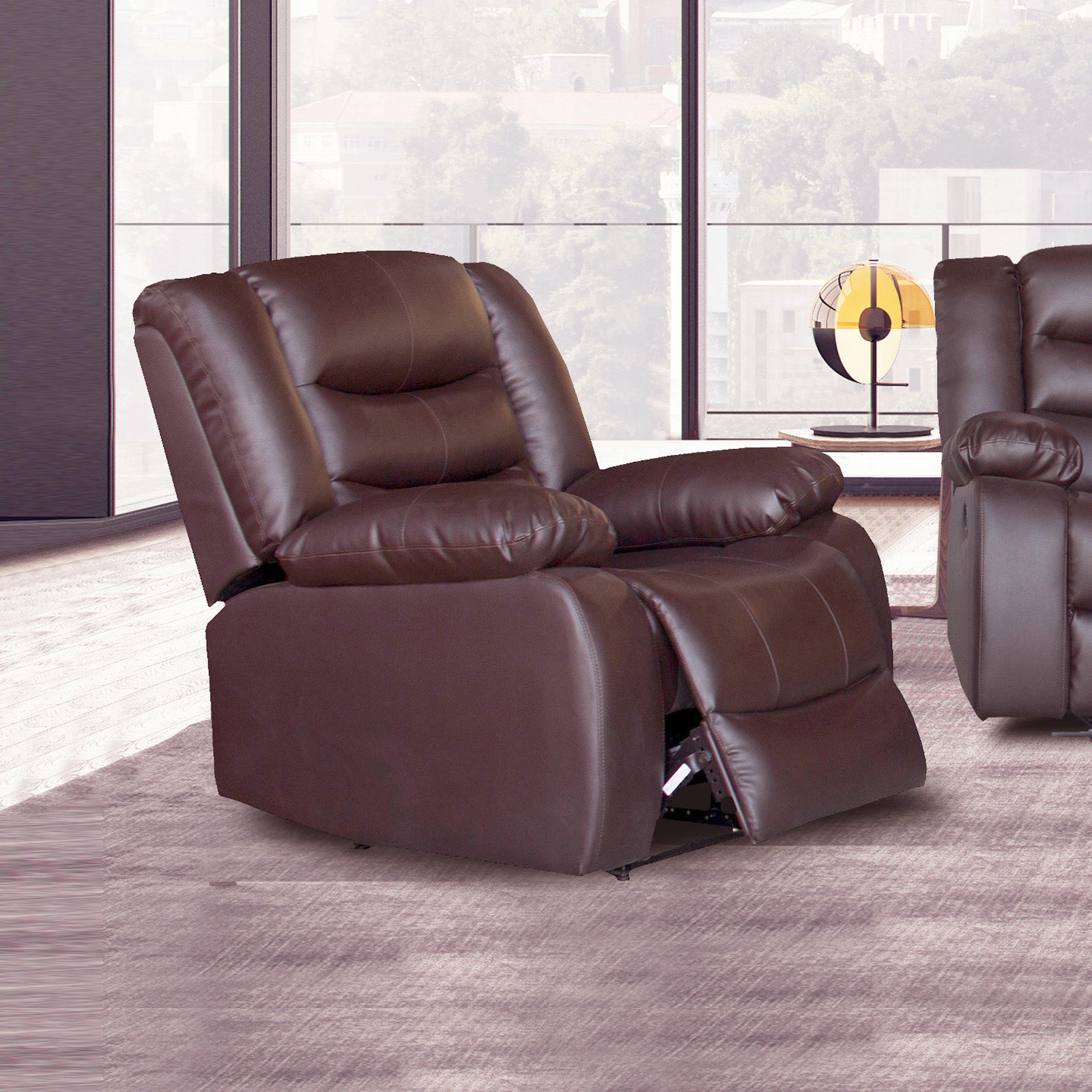 Luxurious Recliner Sofa Chair in PU Leather with Wide Armrests