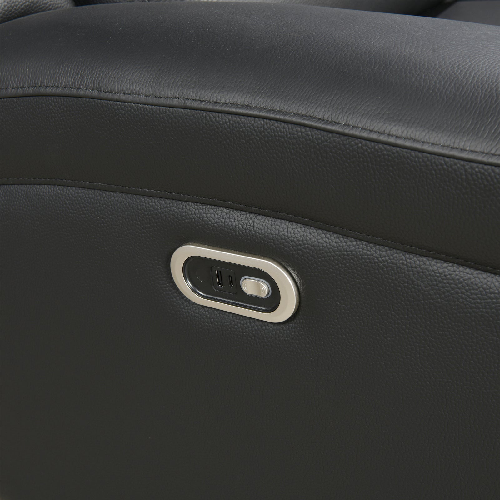 2 Seater Electric Leather/PVC Black Recliner