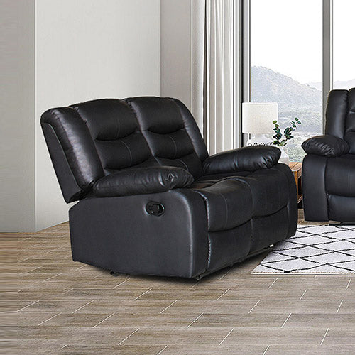 Luxurious 2 Seater Recliner Sofa, Leatherette, Black