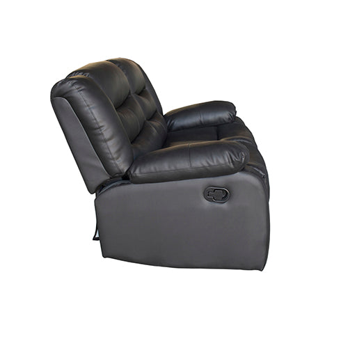 Luxurious 2 Seater Recliner Sofa, Leatherette, Black