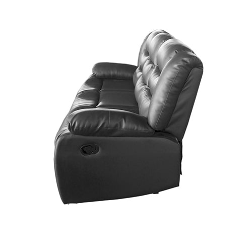 Luxurious 3 Seater Faux Leather Recliner Sofa in Black