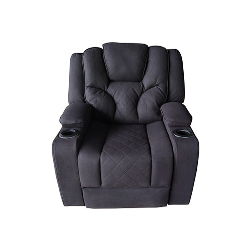 Electric Adjustable Recliner Sofa Set with LED in Black Rhino Fabric