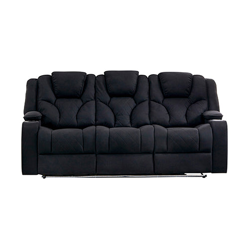 Electric Adjustable Recliner Sofa Set with LED in Black Rhino Fabric