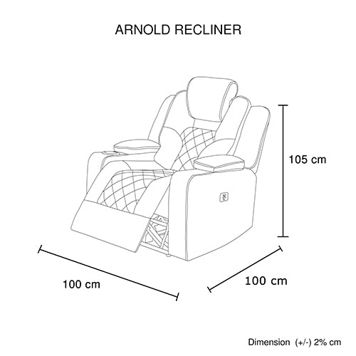 Electric Adjustable Recliner Sofa Set with LED in Black Rhino Fabric