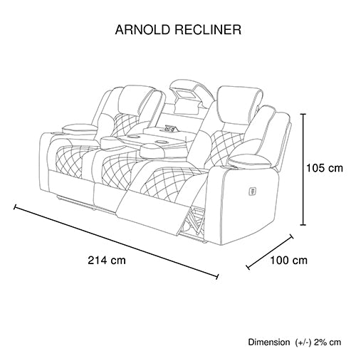 Adjustable Headrest Electric Recliner Sofa Set, Premium Rhino Fabric