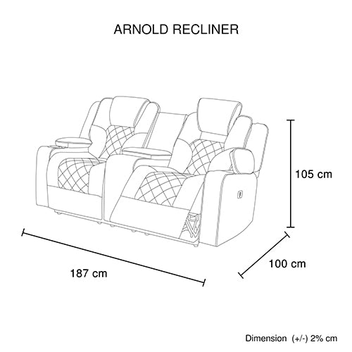 Adjustable Headrest Electric Recliner Sofa Set, Premium Rhino Fabric