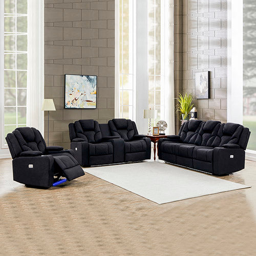 Electric Recliner Set in Premium Rhino Fabric with LED