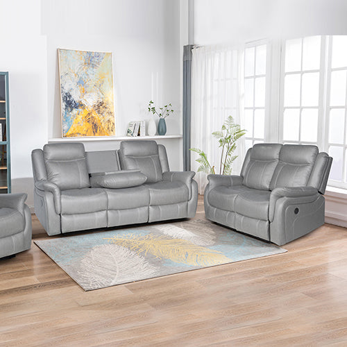 Luxurious 3-2 Seater Grey Fabric Recliner Sofa with Metal Frame