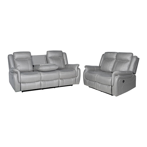 Luxurious 3-2 Seater Grey Fabric Recliner Sofa with Metal Frame