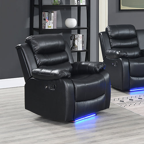 Ultra Cushioned Leatherette Recliner Set w/ LED Light & Console